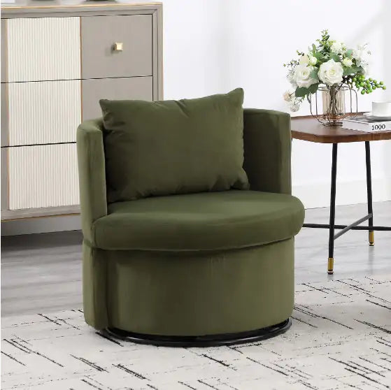 Upholstered Bucket-shaped Dining Chair With Ottoman