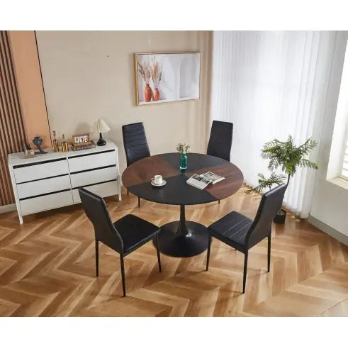 Mid-Century 5-Piece Dining Combo with Metal Legs